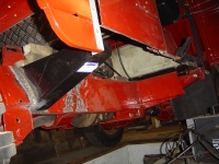  Fuel tank removed, tank outrigger cut off chassis, new outrigger added, sill removed, and hopefully a big enough space created for the LPG tank...